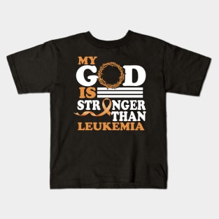 Faith My God Is Stronger Than Leukemia Awareness Ribbon Kids T-Shirt